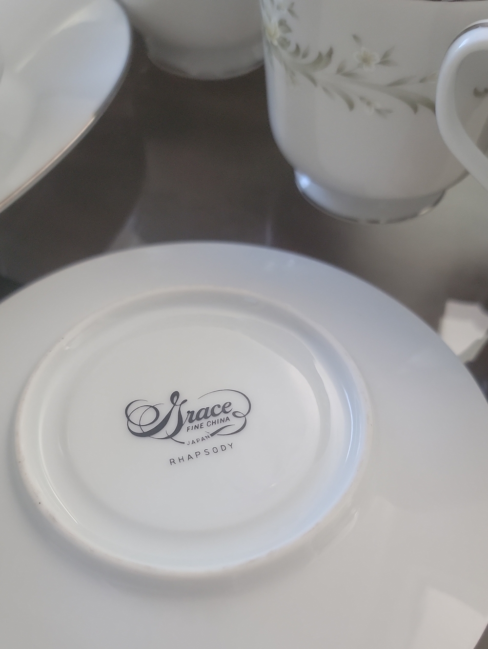 Grace Rhapsody White Fine China Plate with Subtle Silver Trim
